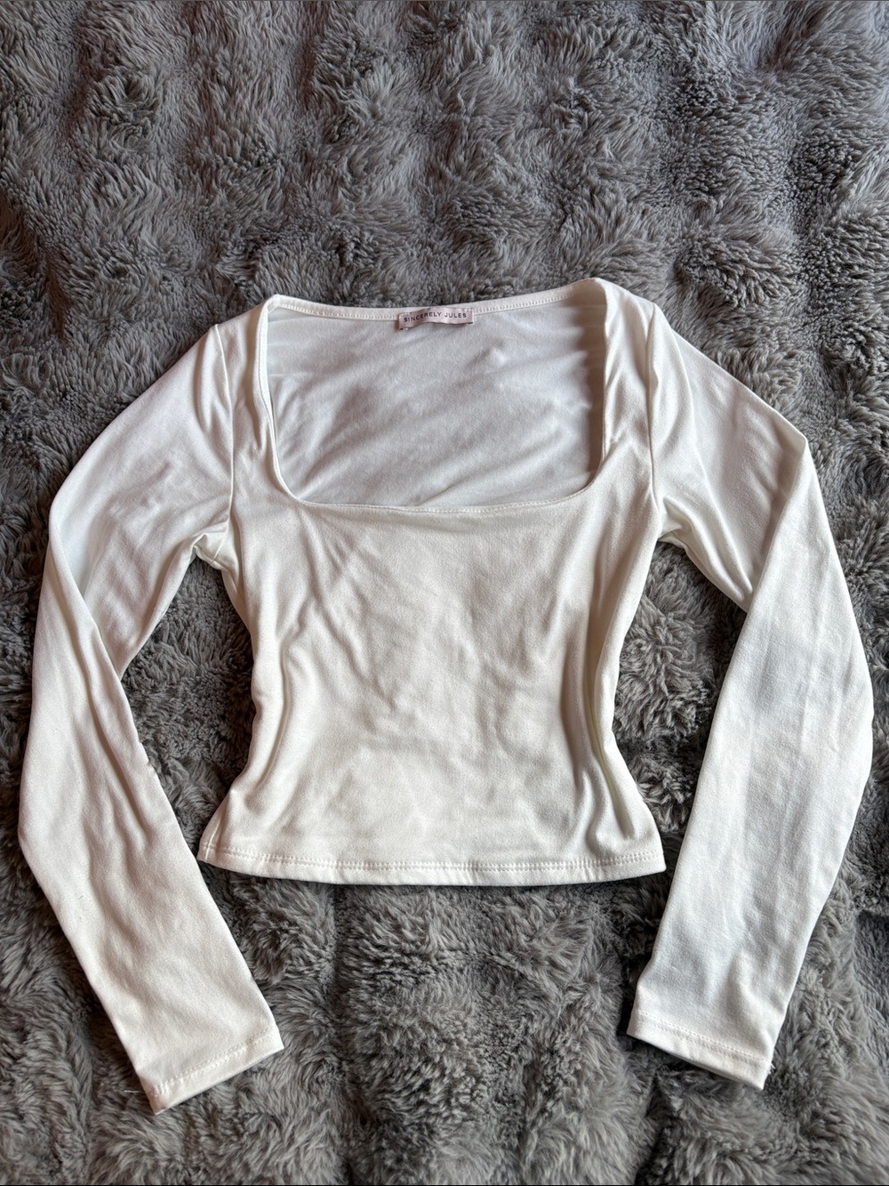 Sincerely Jules White Square Neck Long Sleeve Top